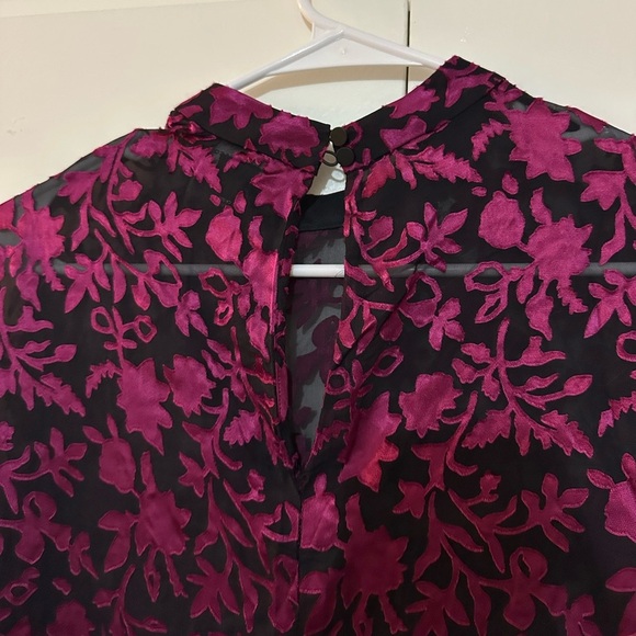 New CLUB MONACO Burnout Long Sleeve Swing Mini Dress Pink Mix Rose - Picture 8 of 10